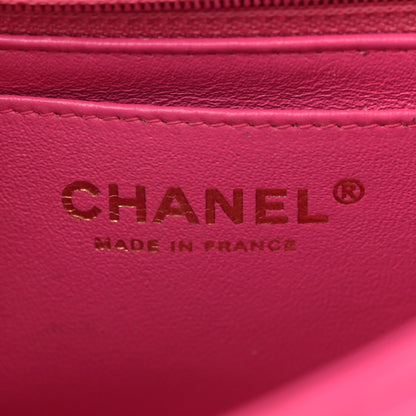 Lambskin Quilted Mini Rectangular Flap Fuchsia