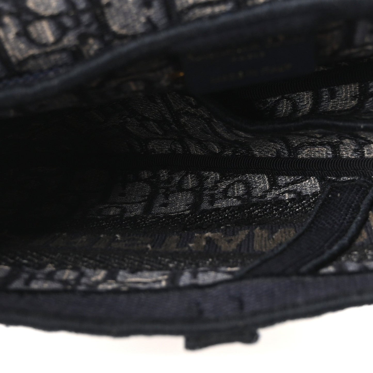 Oblique Embroidered Saddle Bag Blue