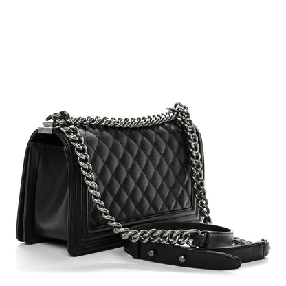Caviar Quilted Medium Boy Flap Black