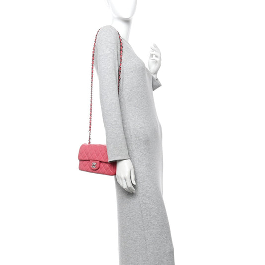 Lambskin Quilted Mini Rectangular Flap Pink
