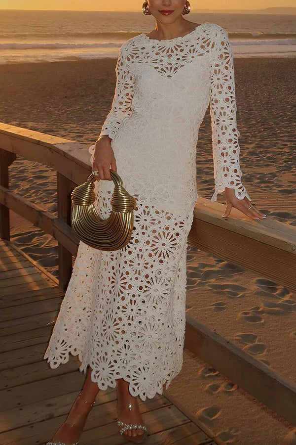 Vestido largo con espalda de crochet y cordones Forever Sunsets