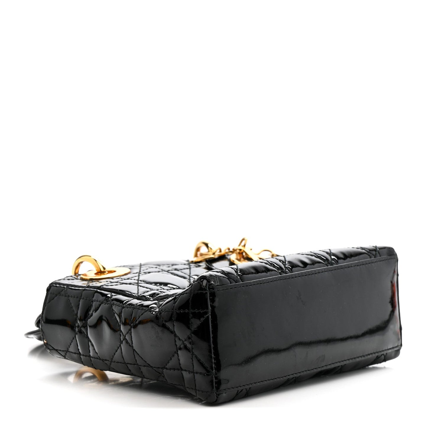 Patent Cannage Mini Lady Dior Black