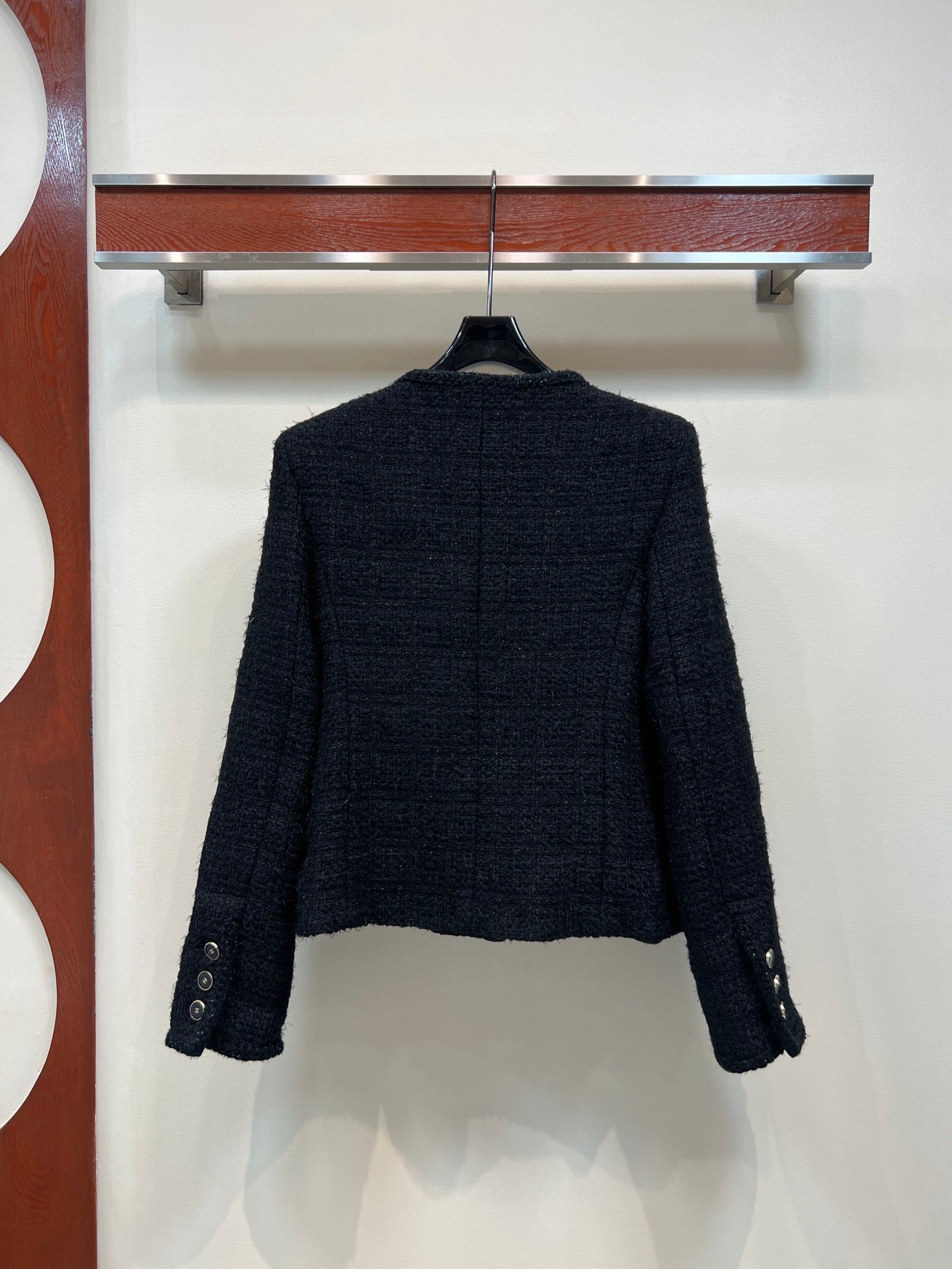 CC 25 Round-Neck Black Tweed Jacket 304703