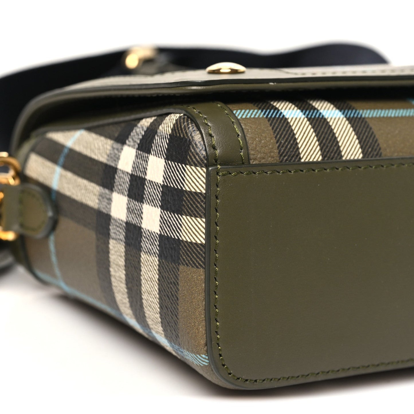 Coated Canvas Calfskin Vintage Check Note Top Handle Shoulder Bag Olive Green