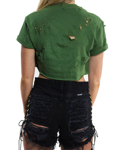 Ripped Denim Shorts