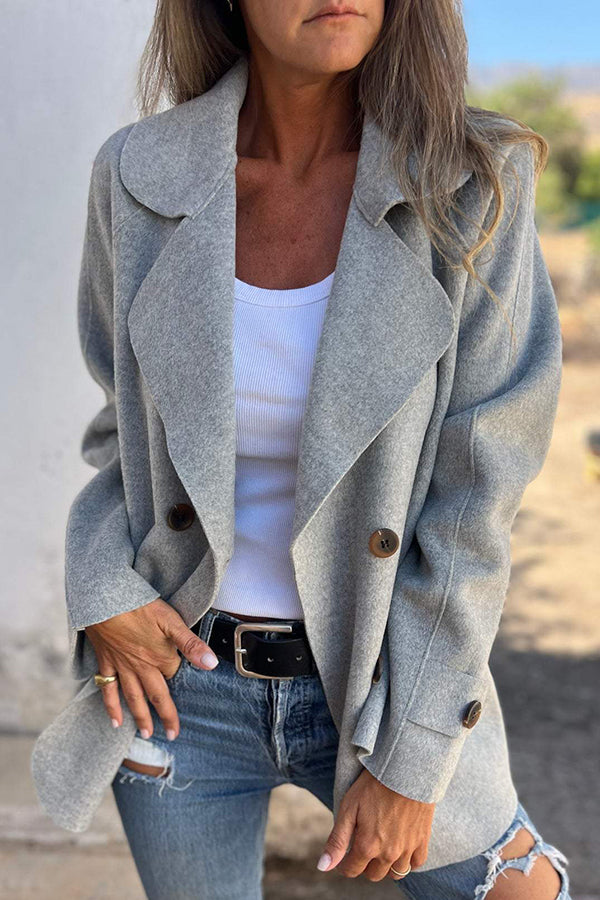Chaqueta informal de manga larga con botones y solapa de color liso