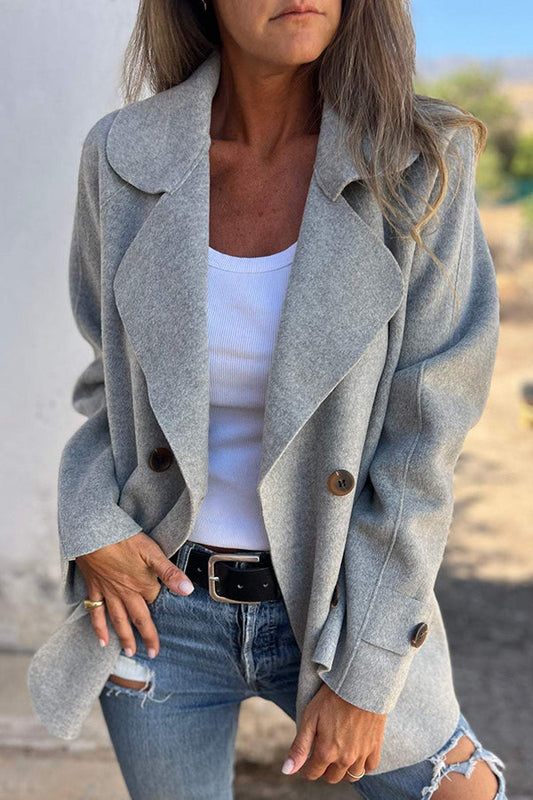 Chaqueta informal de manga larga con botones y solapa de color liso