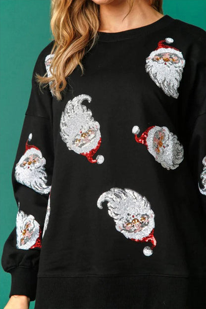 Sudadera informal holgada con cuello redondo y lentejuelas de Halloween