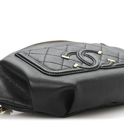 Caviar Quilted Filigree Waist Bag Black