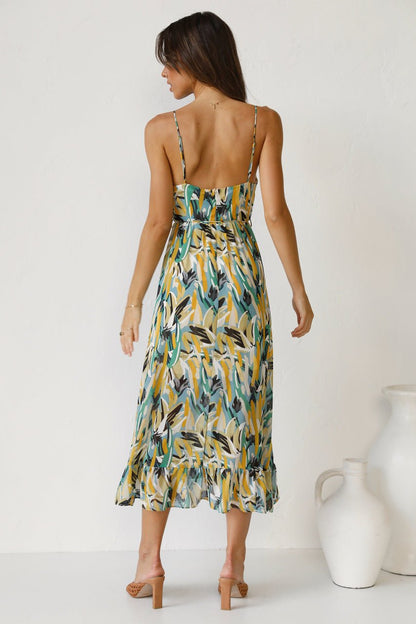 Vestido midi con volantes y estampado Adela 
