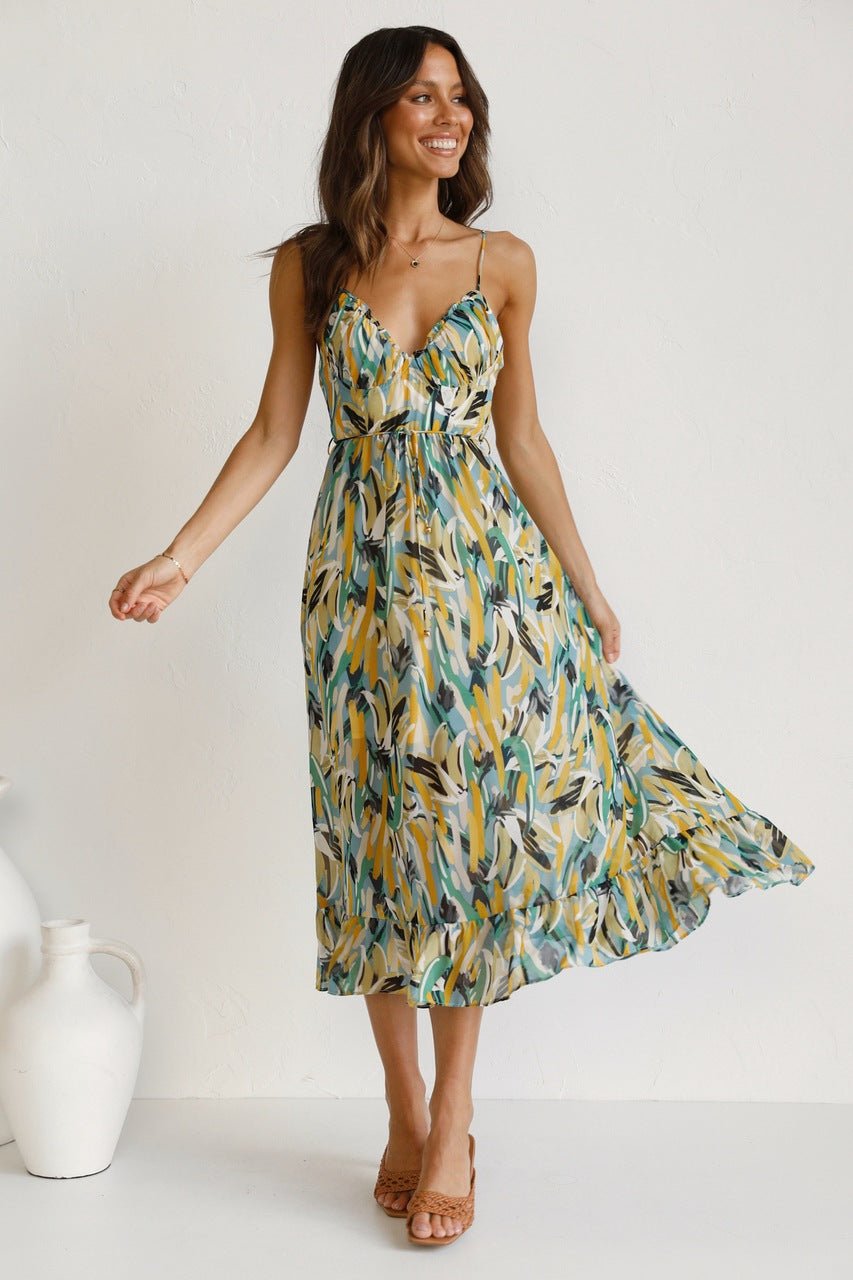 Vestido midi con volantes y estampado Adela 