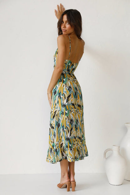 Vestido midi con volantes y estampado Adela 