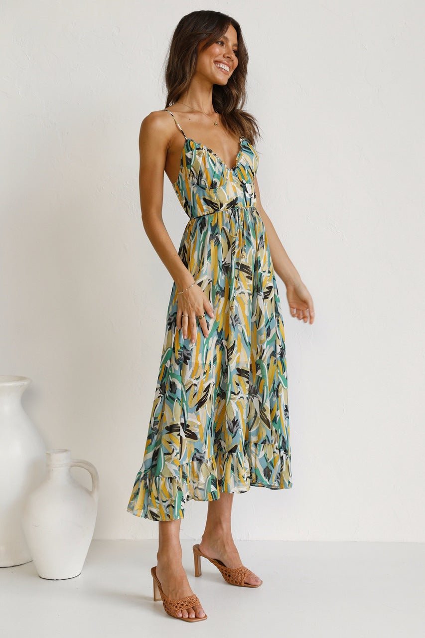 Vestido midi con volantes y estampado Adela 