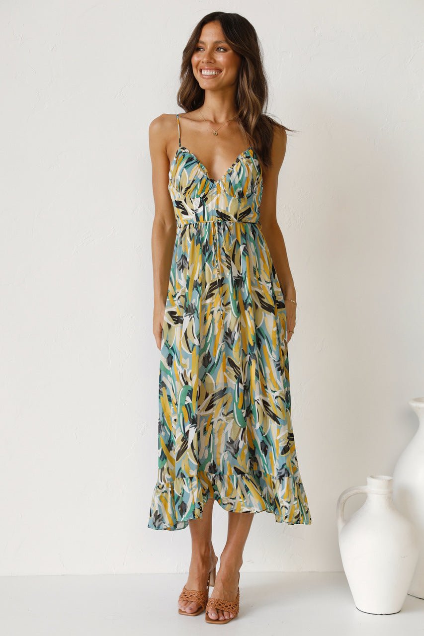 Vestido midi con volantes y estampado Adela 