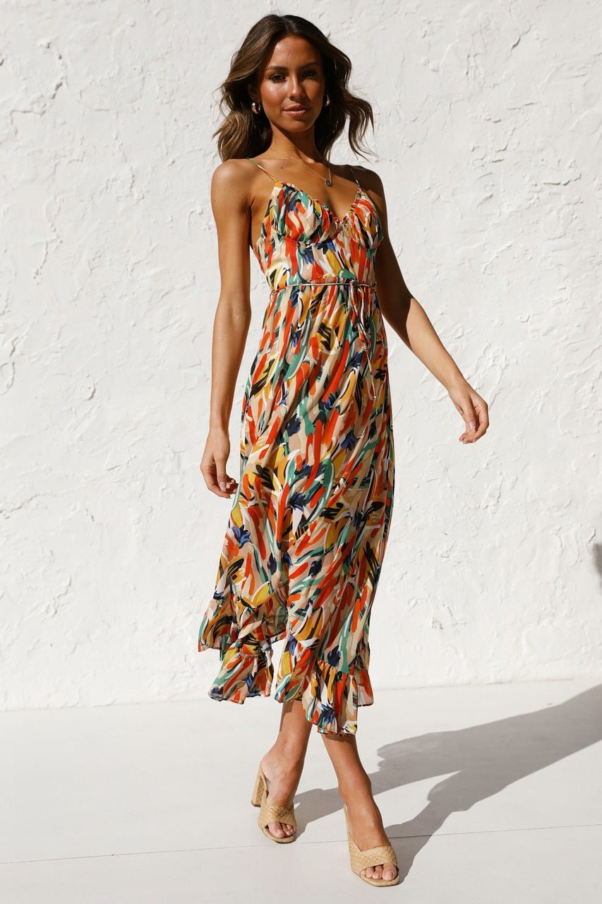 Vestido midi con volantes y estampado Adela 