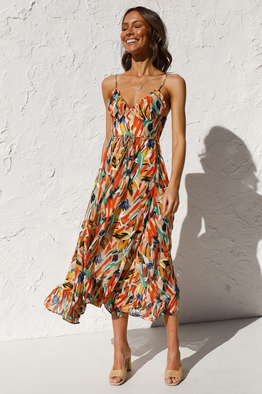 Vestido midi con volantes y estampado Adela 