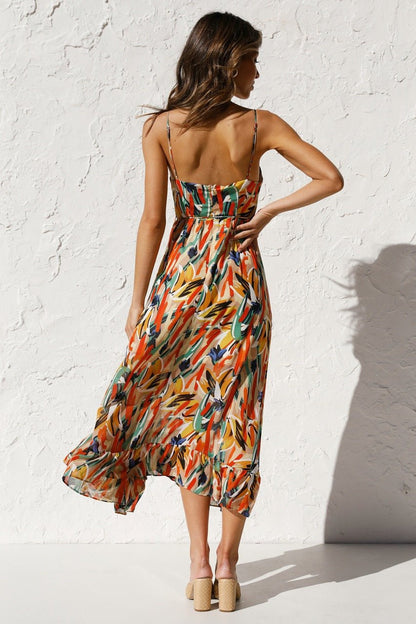 Vestido midi con volantes y estampado Adela 