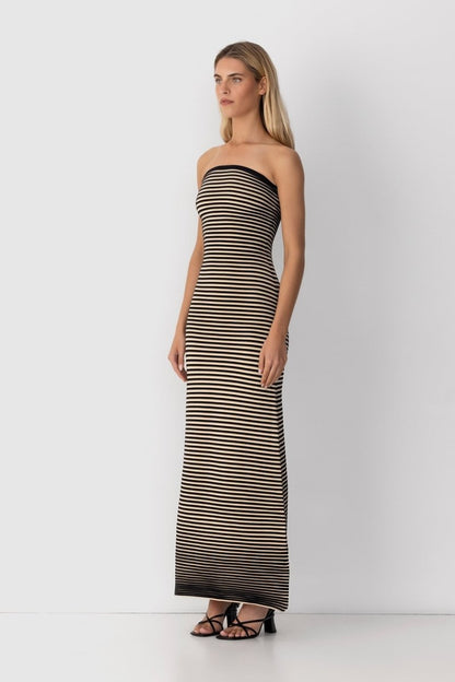 Vestido largo de punto a rayas sin mangas Adela 