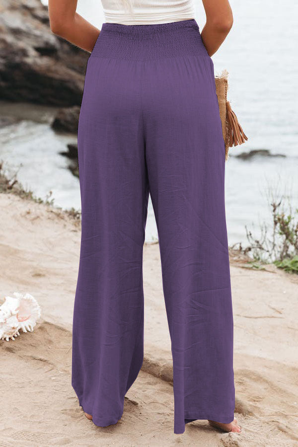 Pantalones fruncidos con bolsillos de mezcla de lino Fresh Air