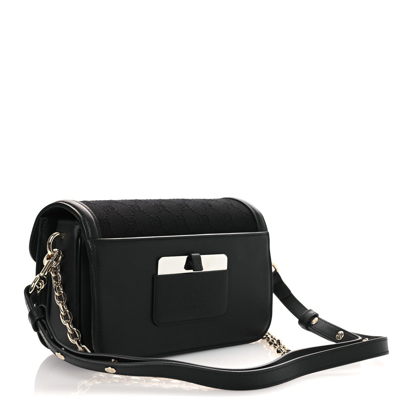 Crepe Wool Silk GG Monogram Go Small Shoulder Bag Black
