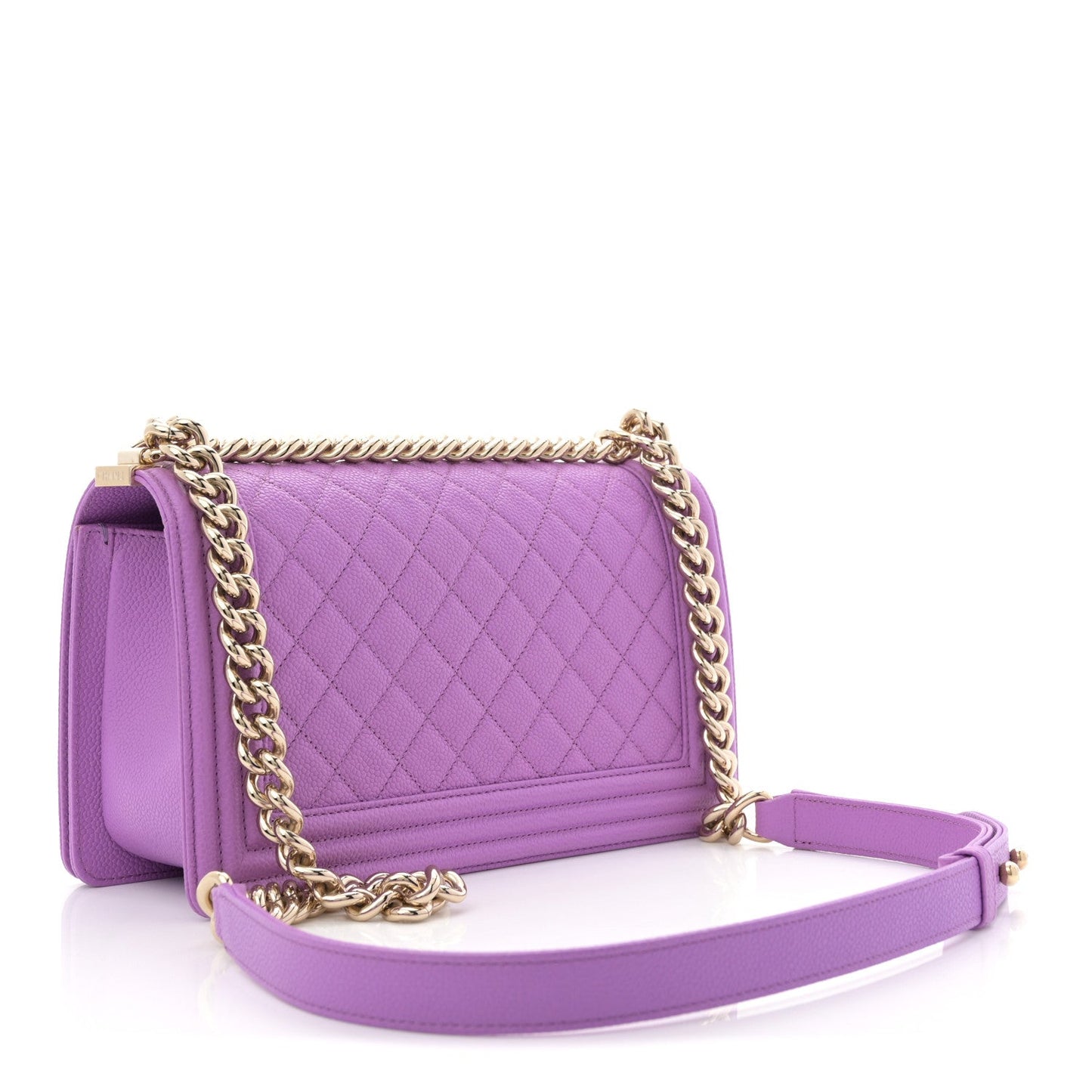 Caviar Quilted Medium Boy Flap Purple