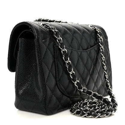 Caviar Quilted Small Double Flap Black