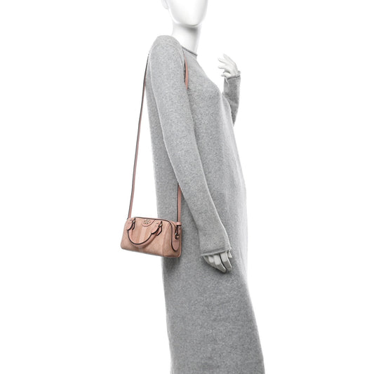 GG Supreme Monogram Textured Dollar Calfskin Web Super Mini Ophidia Top Handle Bowler Bag Rose Pink