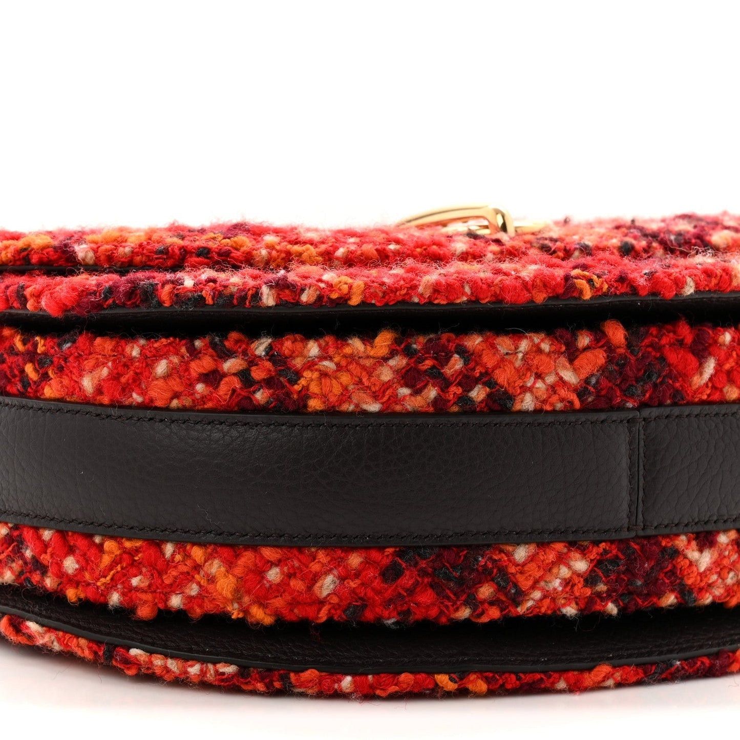 Tweed Check Medium Rocking Horse Crossbody Red Black