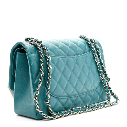 Caviar Quilted Jumbo Double Flap Green