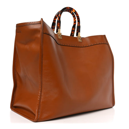 Vitello King Plexiglass Large Fendi Sunshine Shopper Tote Cuoio