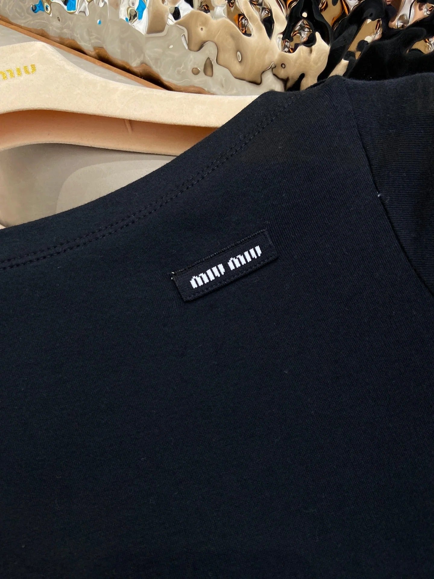 OFF SHOULDER LOGO T SHIRT 25S IN KATUN 266111