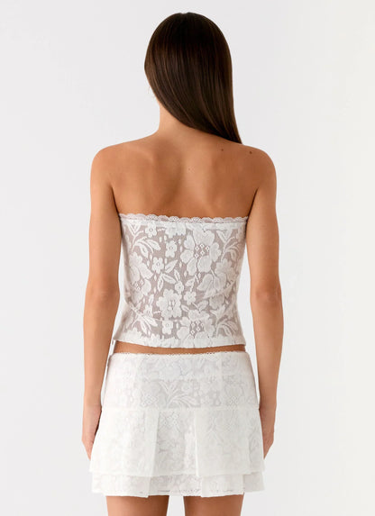 Moroder Low Rise Lace Mini Skirt - Cream