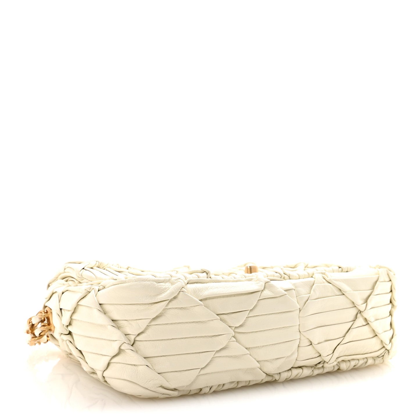 Pleated Calfskin Quilted Medallion Flap White