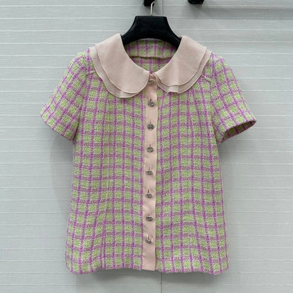 CC SHORT-SLEEVE TWEED TOP 268292
