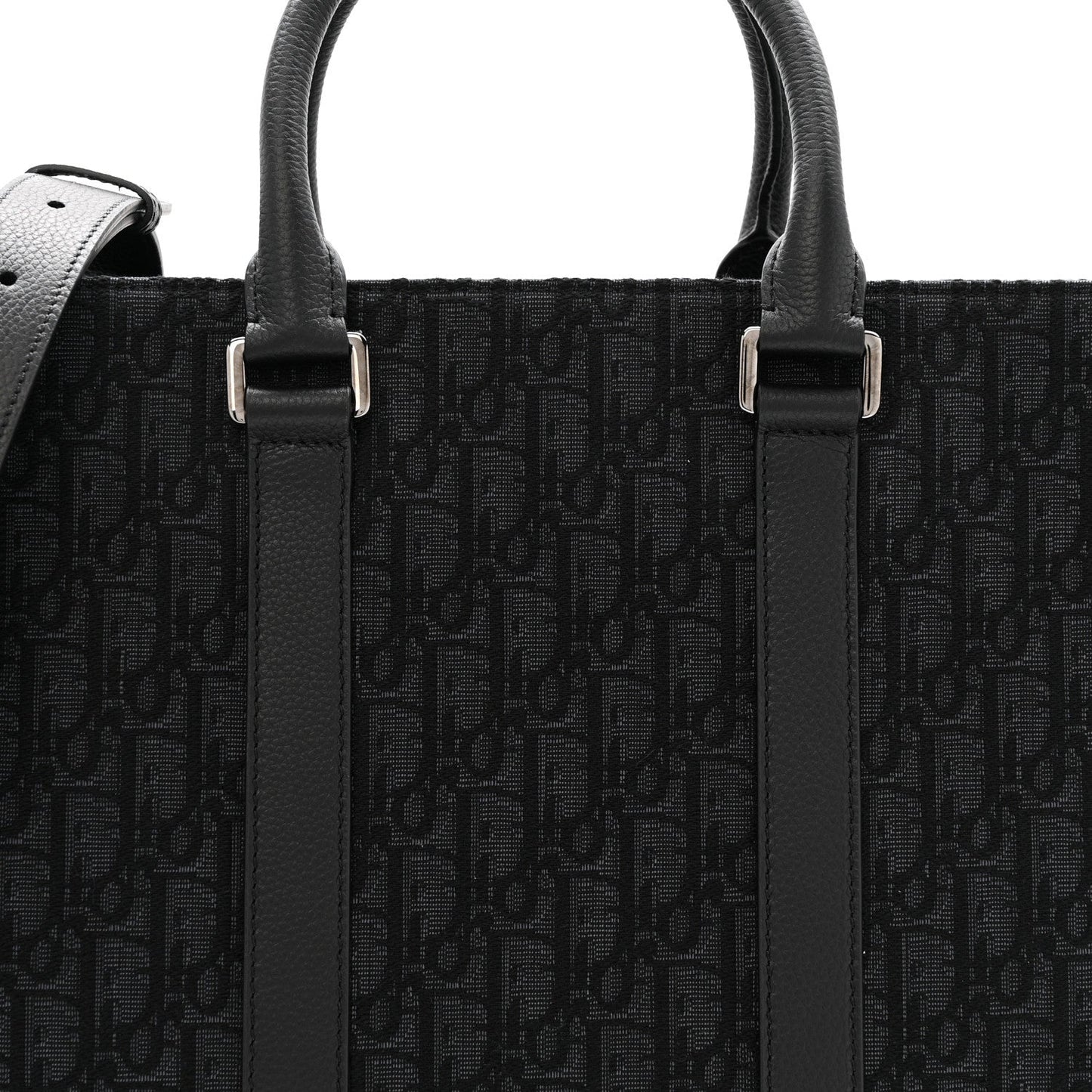 Oblique Grained Calfskin East West Tote Black