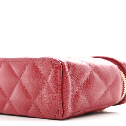 Caviar Quilted Top Handle Slim Vanity With Chain Red