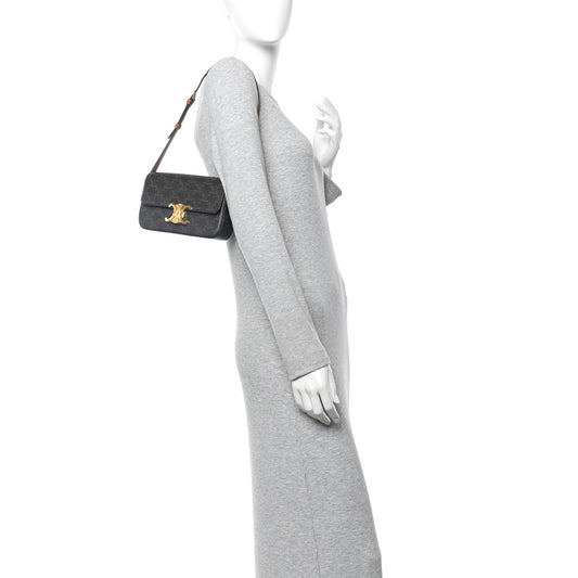 Canvas Calfskin Triomphe Shoulder Bag Tan
