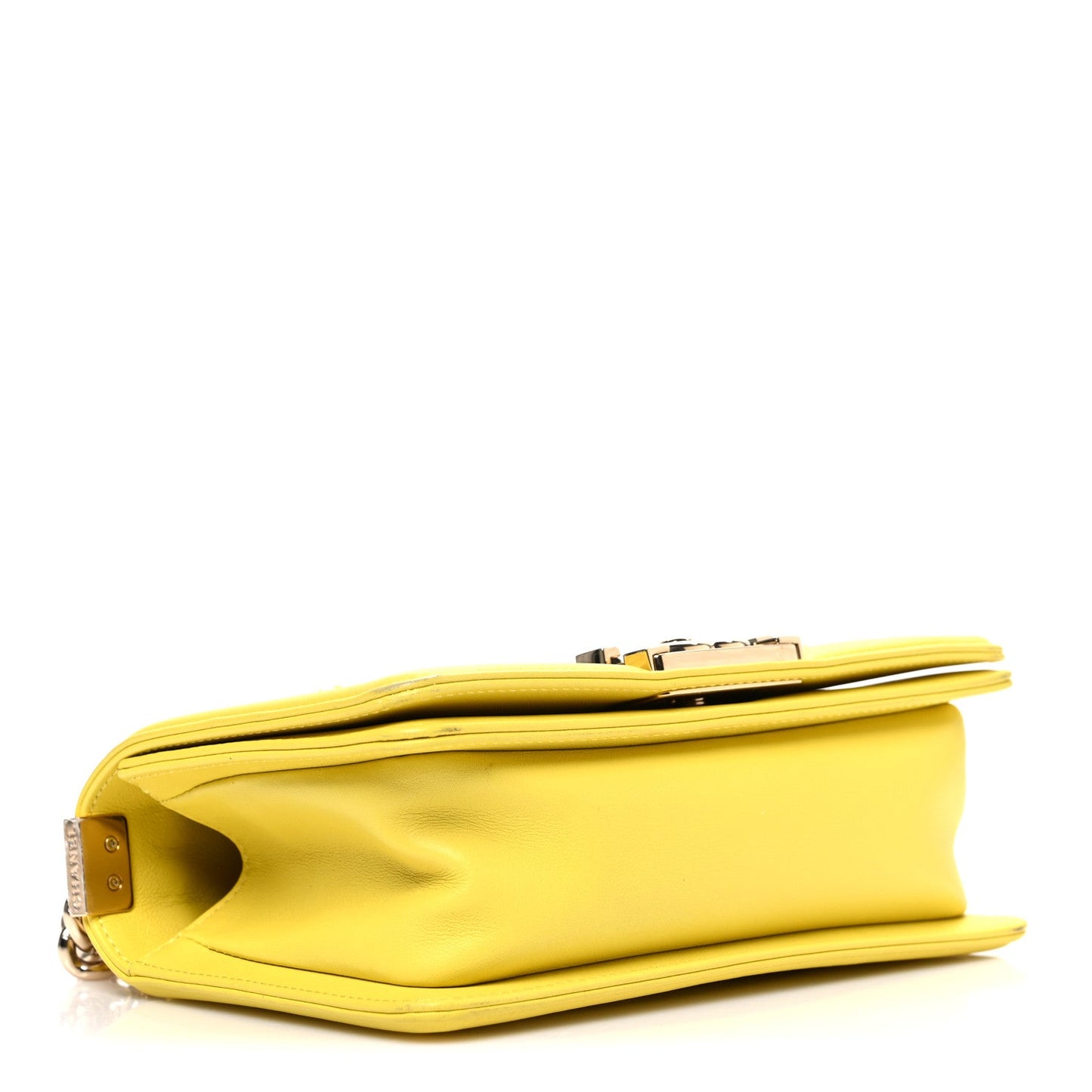 Lambskin Tweed Small Boy Flap Yellow