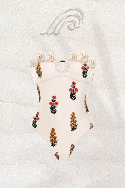 Conjunto de baño de dos piezas con estampado floral recortado Agatha 