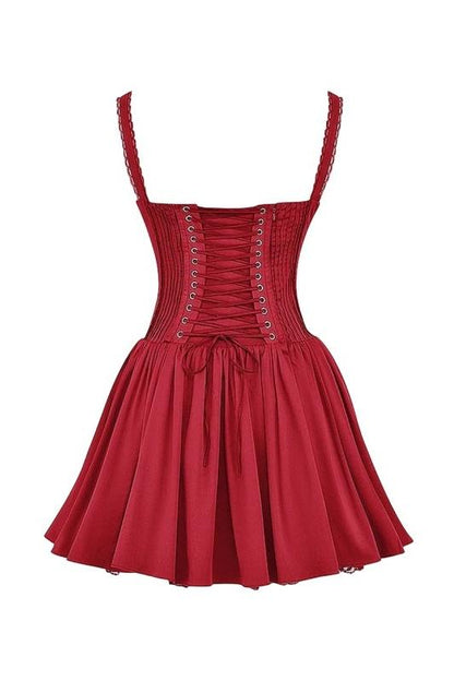 Vestido mini abullonado con corsé de encaje Agnes 