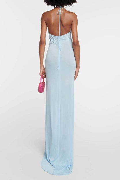 Alexia Halterneck Floral-applique Maxi Dress