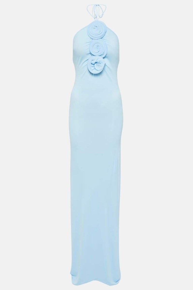 Alexia Halterneck Floral-applique Maxi Dress