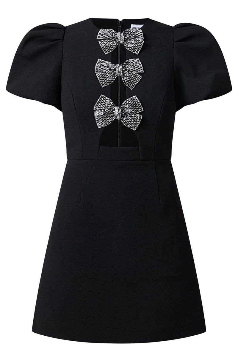Minivestido con mangas abullonadas y aberturas 