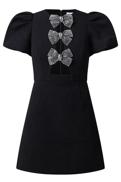 Minivestido con mangas abullonadas y aberturas 