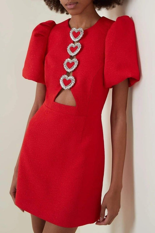 Minivestido con mangas abullonadas y aberturas 