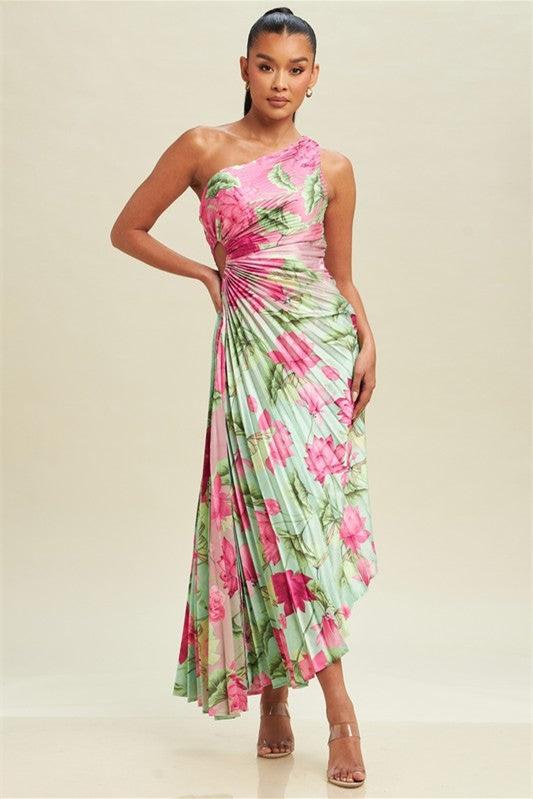Vestido midi plisado con aberturas Amanda 