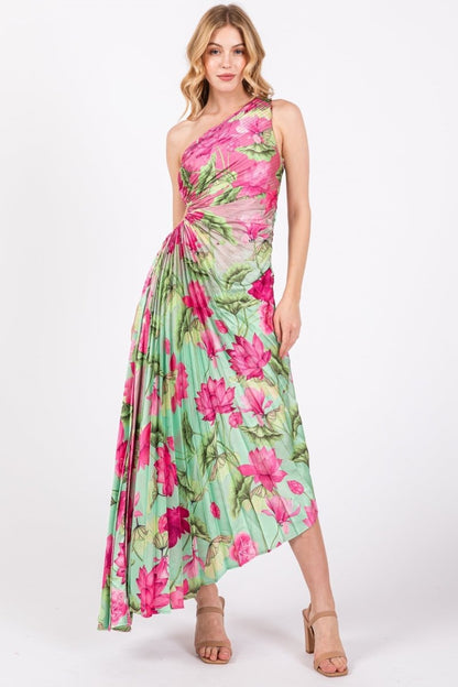 Vestido midi plisado con aberturas Amanda 