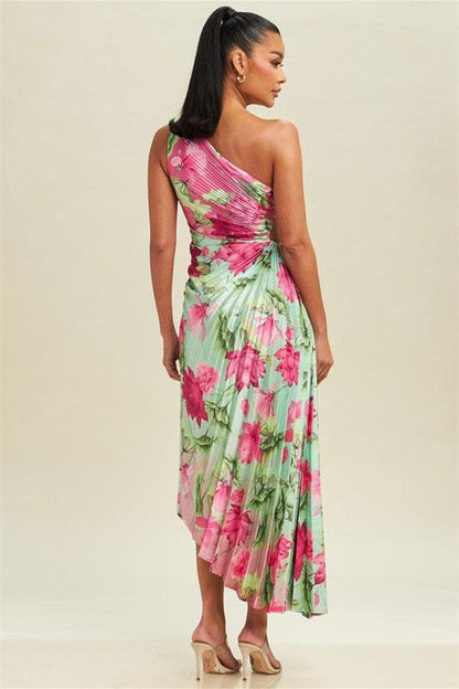 Vestido midi plisado con aberturas Amanda 
