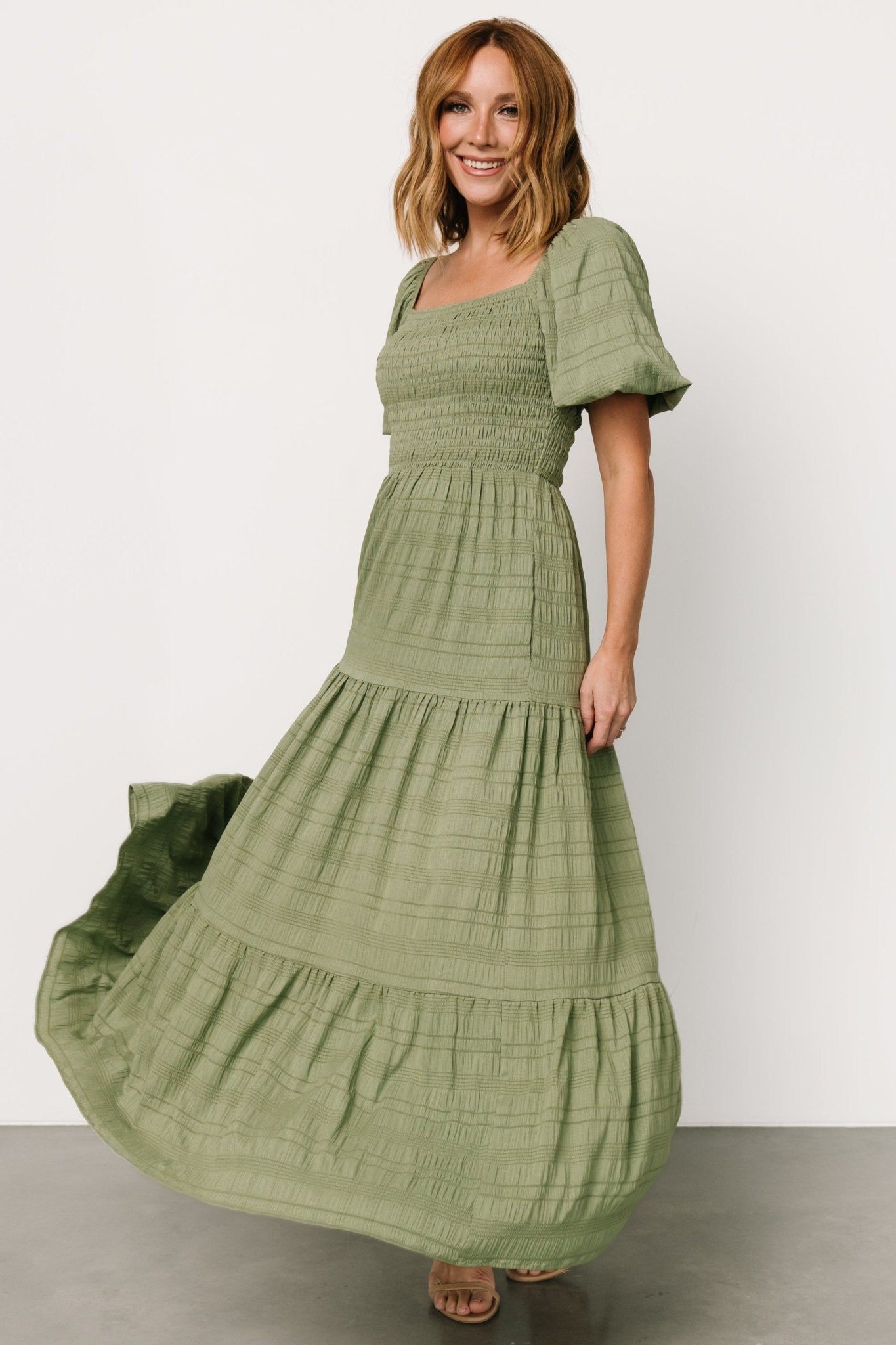 Amaya Smocked Dress | Green