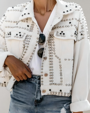 Chic Studded Denim Jacket | Great for Autumn Casual Days